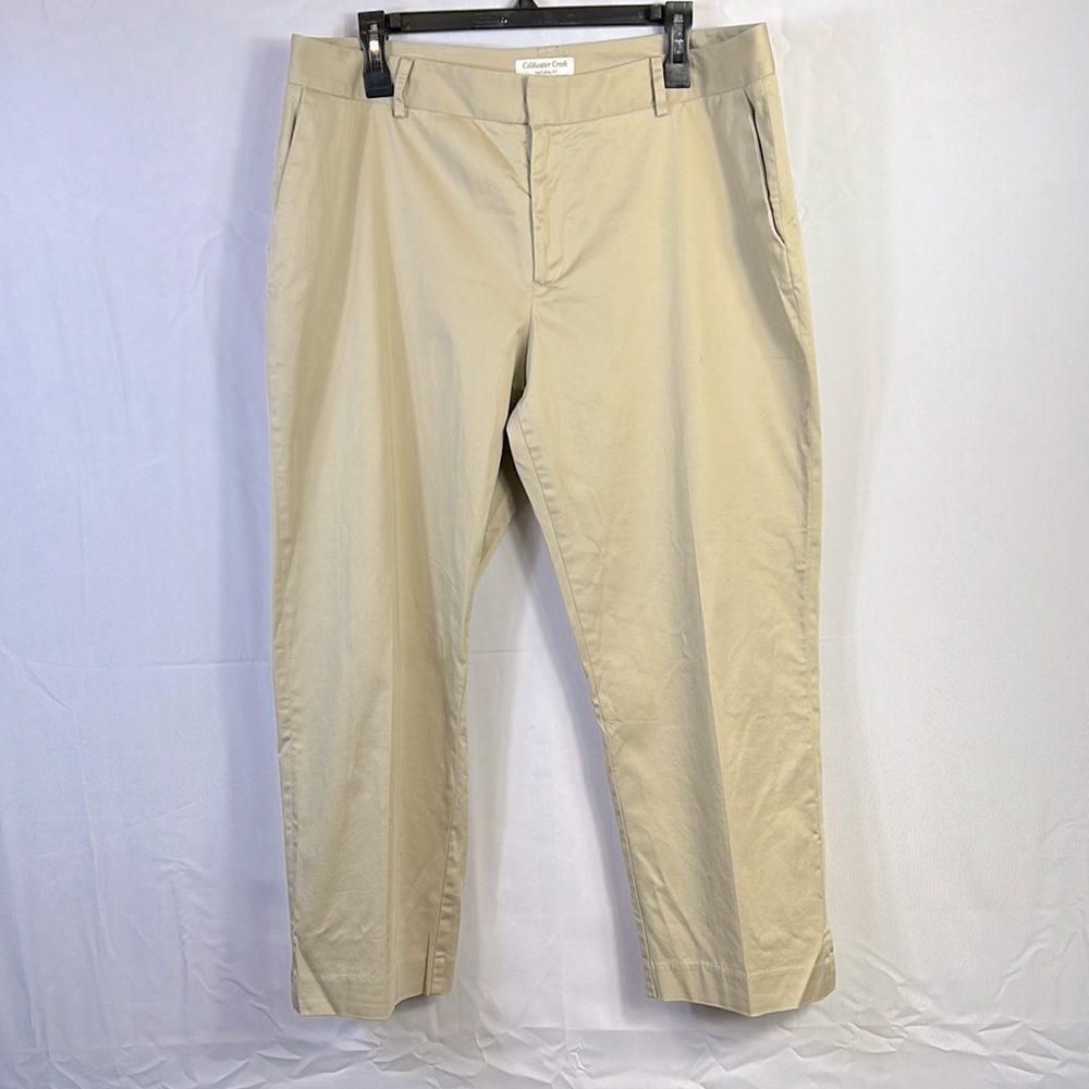 Coldwater Creek Khaki Crop Pants Size 16 Like New stitched back pockets
